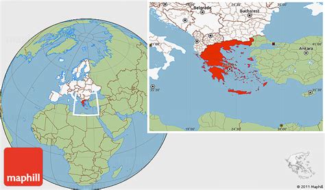 Savanna Style Location Map of Greece, highlighted continent