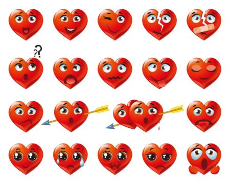 Hearts Emoji Emoticon Expression Valentine Funny Face Vector, Valentine ...