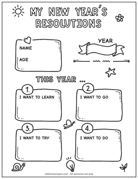 New Year Resolutions 2025 Worksheet - Debora Francoise