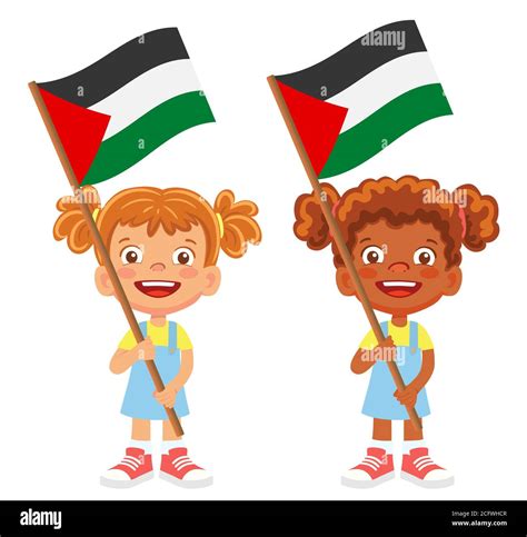 Palestine flag in hand. Children holding flag. National flag of ...