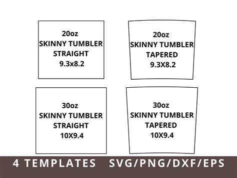 Skinny Tumbler Template Size