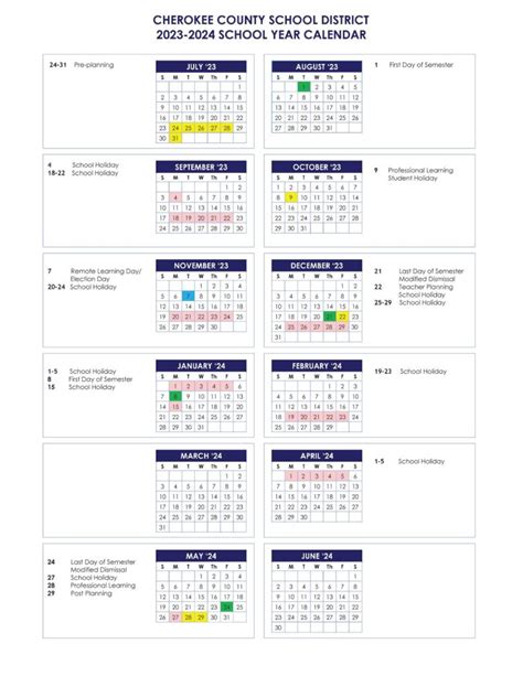 Cherokee County School District Calendar 2024-2025