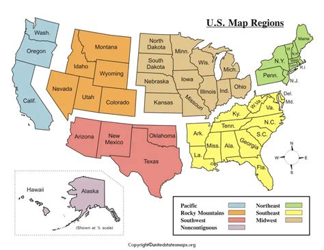 Printable Regions Map of United States - United States Maps