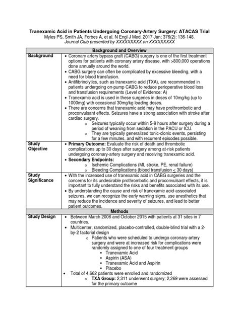 Journal Club Template | Stroke | Thrombosis