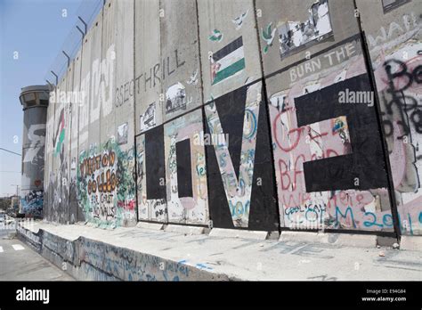 Graffiti covered Israeli security wall, Bethlehem, Palestine Stock ...