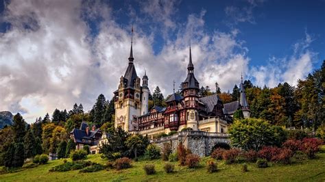 Architecture Castle Cloud Peles Castle Romania 4K HD Travel Wallpapers ...