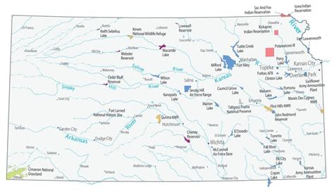 Kansas State Map - Places and Landmarks - GIS Geography