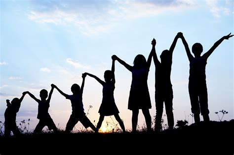 Children Holding Hands Silhouette