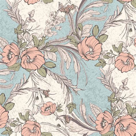 FREE SHIPPING!!! Mint Peach Large Floral Pattern Printed on Hi-Multi ...