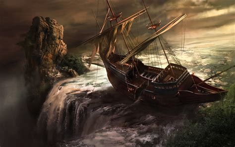 Fantasy ship boat art artwork ocean sea wallpaper | 3840x2400 | 669789 ...