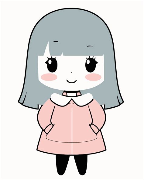 chibi grey haired girl 24226423 Vector Art at Vecteezy