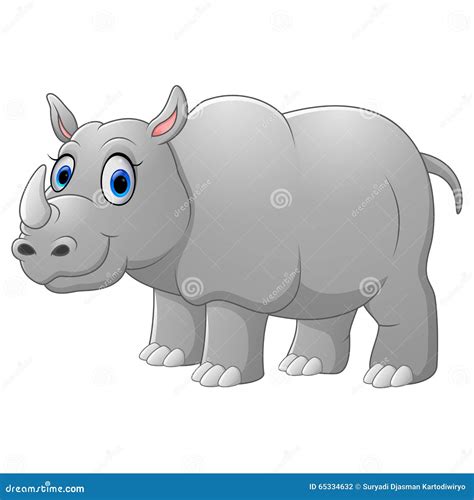 Cartoon Rhino In Black And White Vector Illustration | CartoonDealer ...