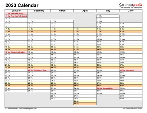 2023 Calendar Template Word