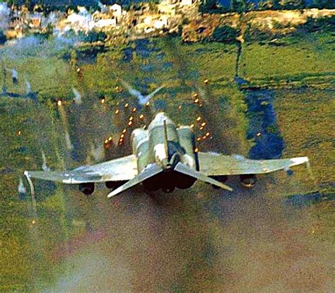 A USAF F-4 Phantom unleashes its fury on the enemy during the Vietnam ...