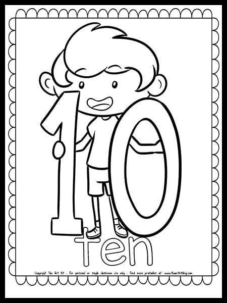 Number 10 Kids Coloring Page {FREE PRINTABLE} - The Art Kit