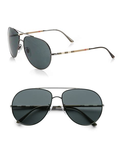 Lyst - Burberry Metal Aviator Sunglasses in Black for Men