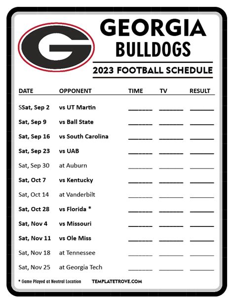 Georgia Football Schedule 2024 Printable