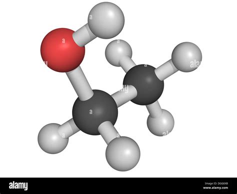 Ethanol (EtOH, ethyl alcohol) molecule, chemical structure isolated ...