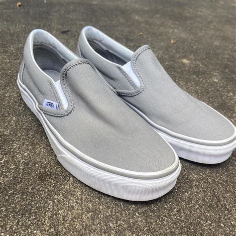 Light grey slip on vans! - women’s size 6 - worn... - Depop