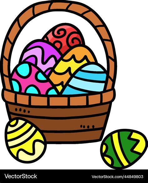 Easter egg basket cartoon colored clipart Vector Image