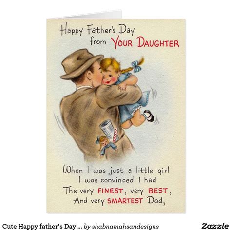 Cute Vintage Happy father's Day Card From Daughter | Zazzle | Happy ...