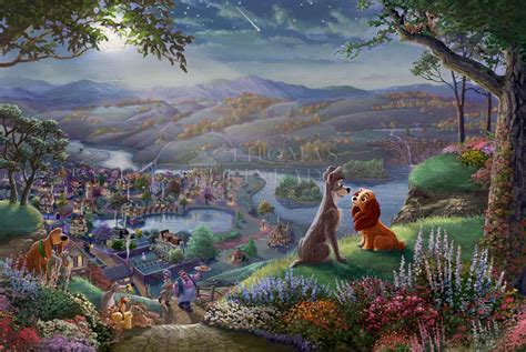 Disney Lady And The Tramp Falling In Love - Thomas Kinkade Smoky Mountains