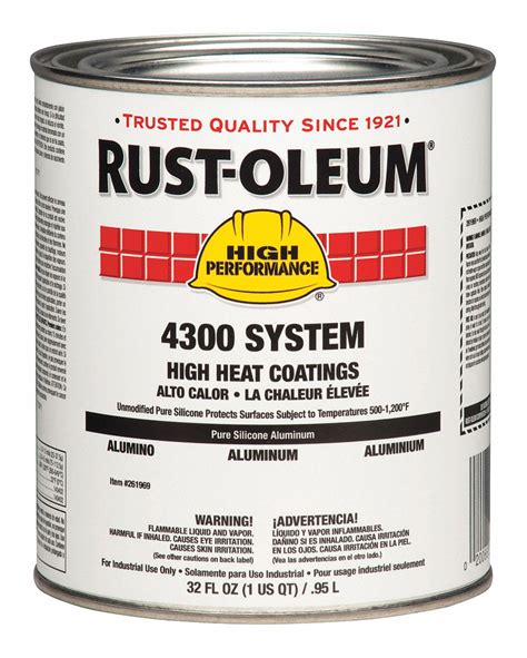 RUST-OLEUM Aluminum High Heat Paint, Metallic Finish, 300 to 450 sq ft ...