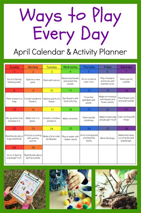 April Month Calendar Printable For Kids