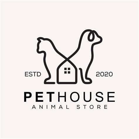 monoline pet house logo, animal store logo design 7462231 Vector Art at ...