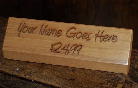 Personalized Wooden Desk Name Plates 10 Inch solid Adler wood