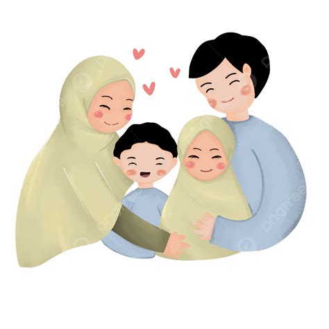 Gambar Ilustrasi Keluarga Muslim Yang Bahagia Png Download Gratis ...