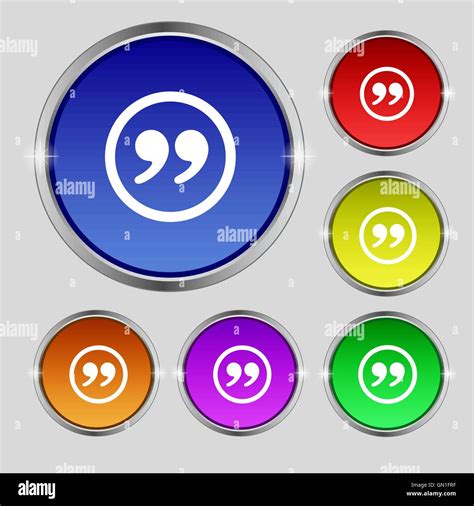 Double quotes icon sign. Round symbol on bright colourful buttons ...