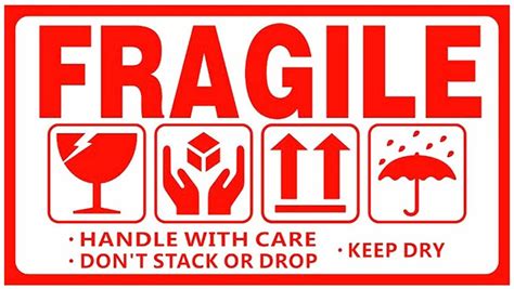 500 PCS Self-Adhesive Outer Box English Warning Sticker Fragile Label ...