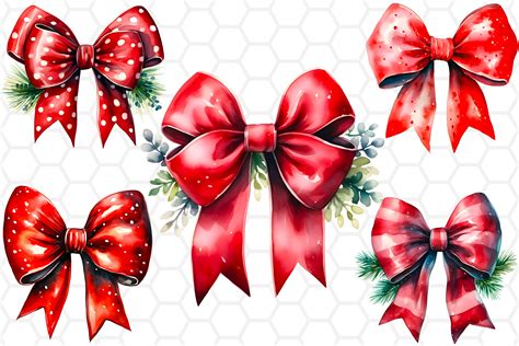 Watercolor Christmas Bow Clipart PNG Graphic by DreanArtDesign ...