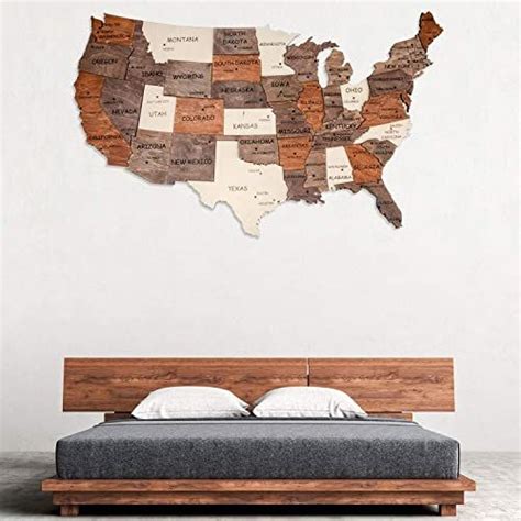 3D wood Map Of United States Wooden Wall Art Wooden Map Dorm Decor Map ...