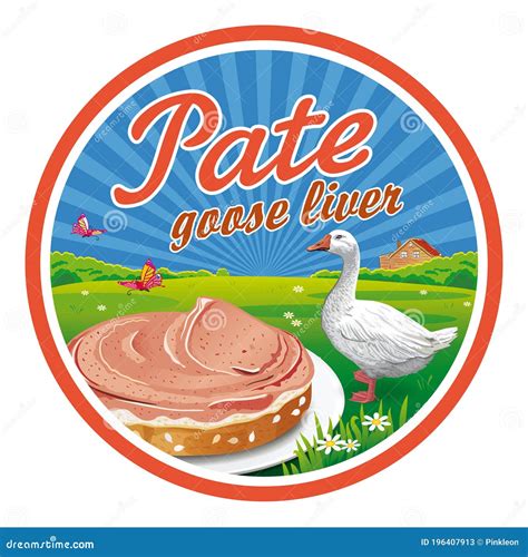 Round Label for Goose Liver Pate Stock Illustration - Illustration of ...