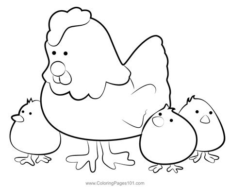 Cute Chicken Family Coloring Page for Kids - Free Chickens Printable ...