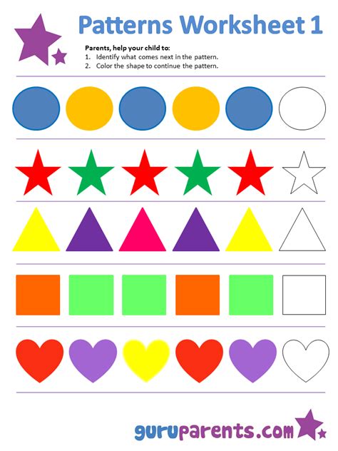 Review week Spring: The first worksheet introduces simple patterns ...