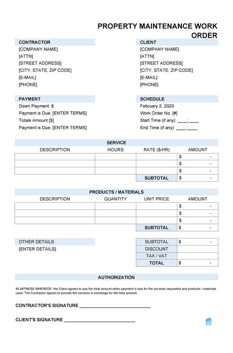 Job Order Form Template Excel