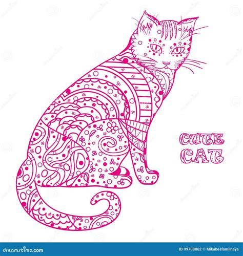 Cat. Design Zentangle. stock vector. Illustration of character - 99788862