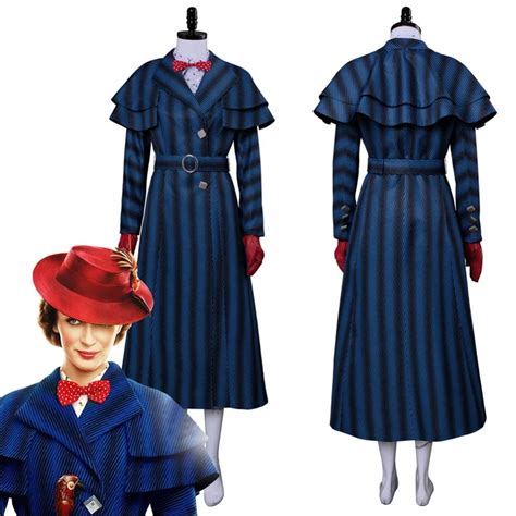 2018 Mary Poppins Returns Cosplay Mary Poppins Costume Dress Coat For ...