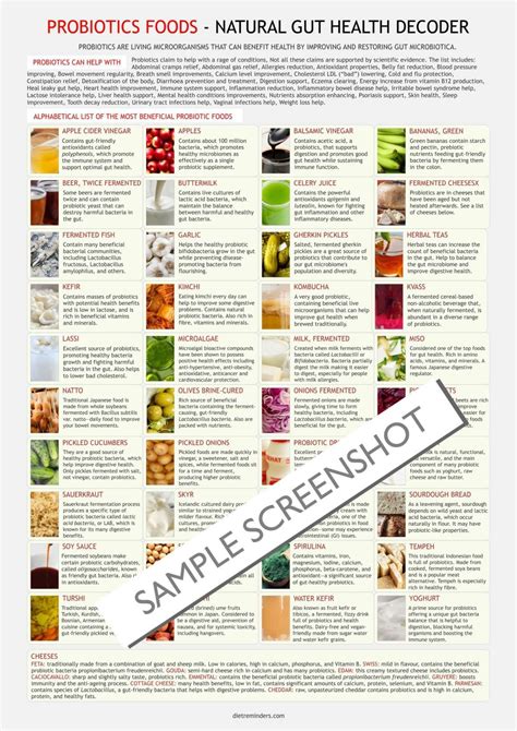 Probiotic Foods Chart - dietreminders.com