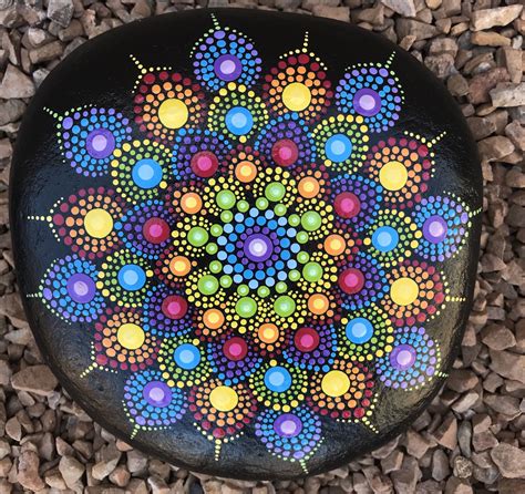 Dot mandala painted rock by Rachel | Mandala painted rocks, Painted ...