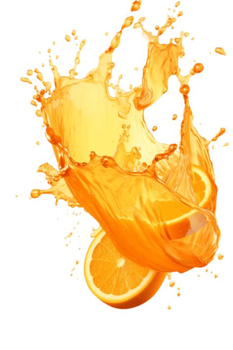 orange juice splash with orange slices on transparent background ...