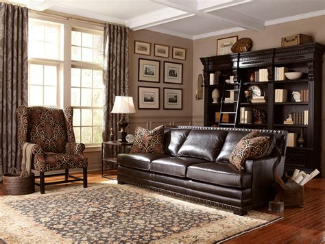 Dark Brown Leather Sofa with Nailhead Trim - Contemporary - Living Room ...