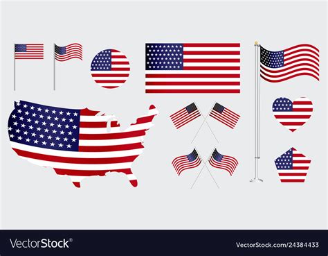 Set of american flag clip art Royalty Free Vector Image