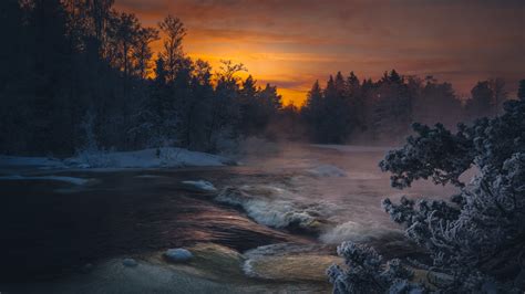 Dark Winter Lake Sunlight 4k Wallpaper,HD Nature Wallpapers,4k ...