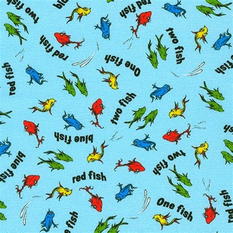 A Little Dr. Seuss One Fish Two Fish Blue - Fat Quarter