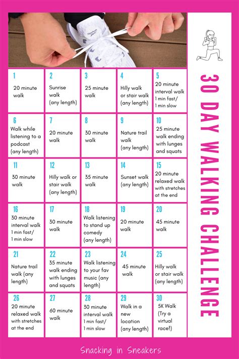 30 Day Walking Challenge (with Free Printable)! - Snacking in Sneakers