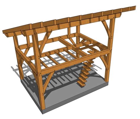 12x16 Tiny Timber Frame Plan with Loft - Timber Frame HQ